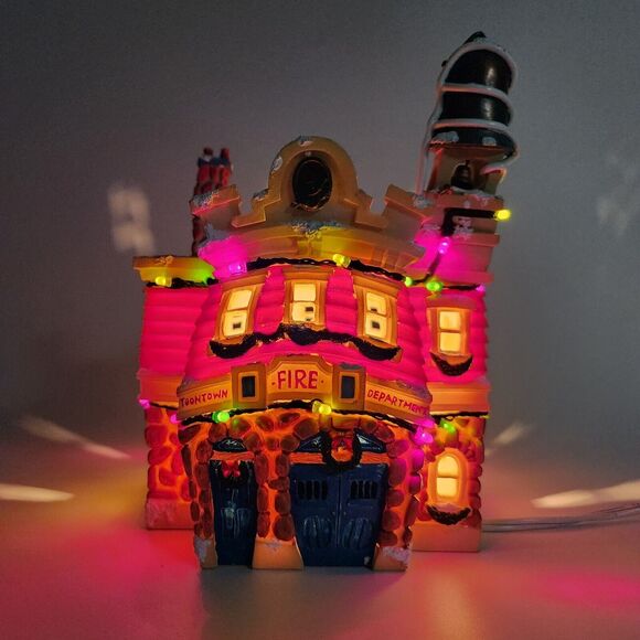 Disney Toon Town Fire Department Light Up Christmas Village Decor Holiday LED - Picture 12 of 16